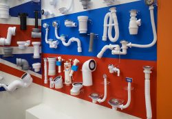 A display wall with different types of poly pipe